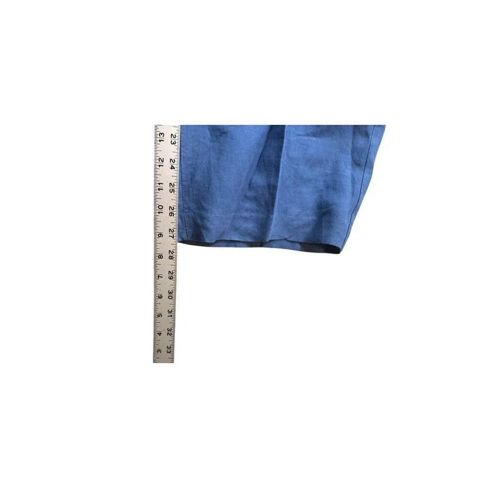 Linea Uomo Linen Blend Pants Mens 38x30 (37x28) Drawstring Beach Vacation Blue